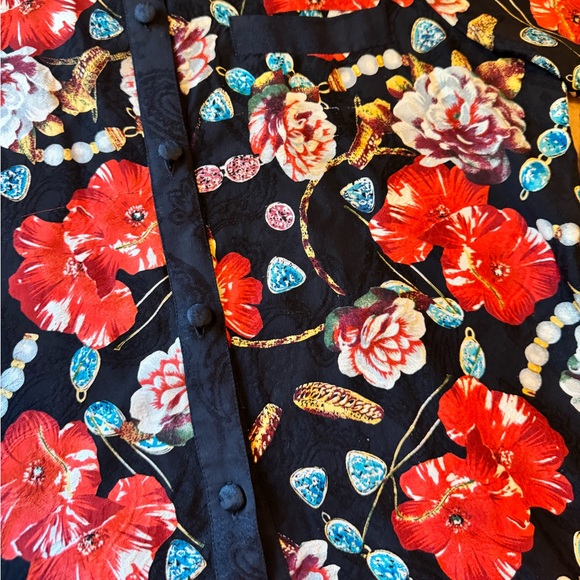 Vintage Diane Freis Floral Silk/ Wool Front Button Jacket, Floral/Jewel Print, S - Picture 3 of 7